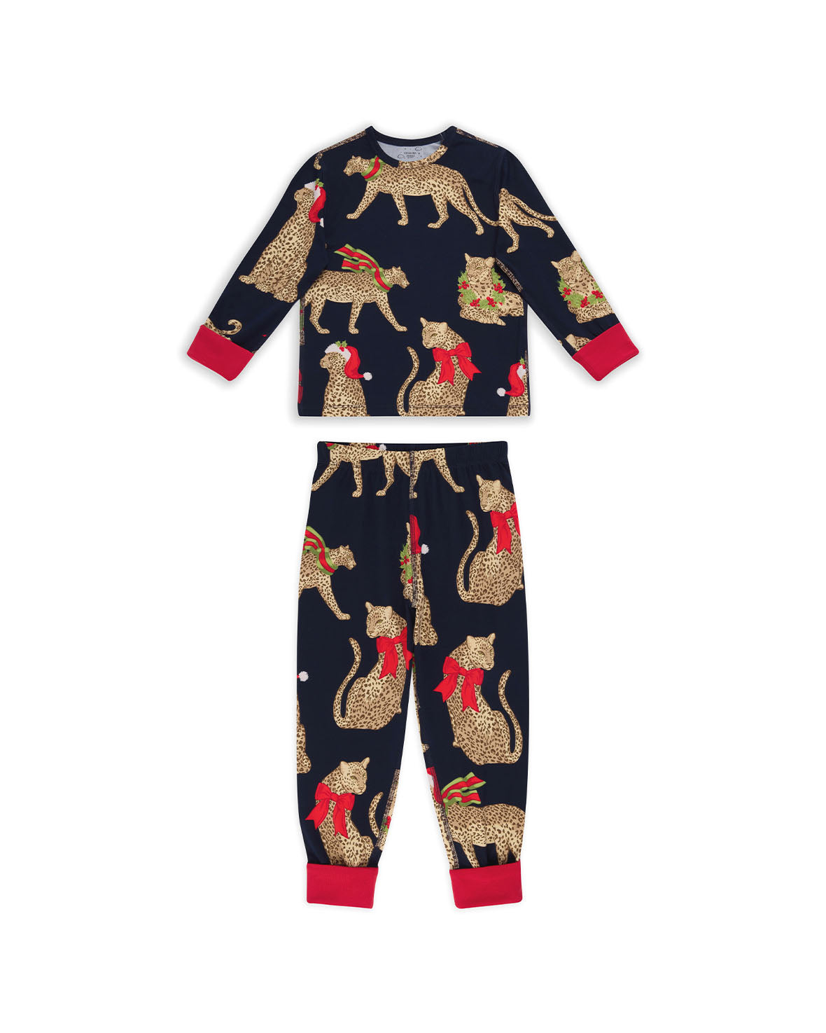 Kids Christmas Leopard Print Long Pyjama Set