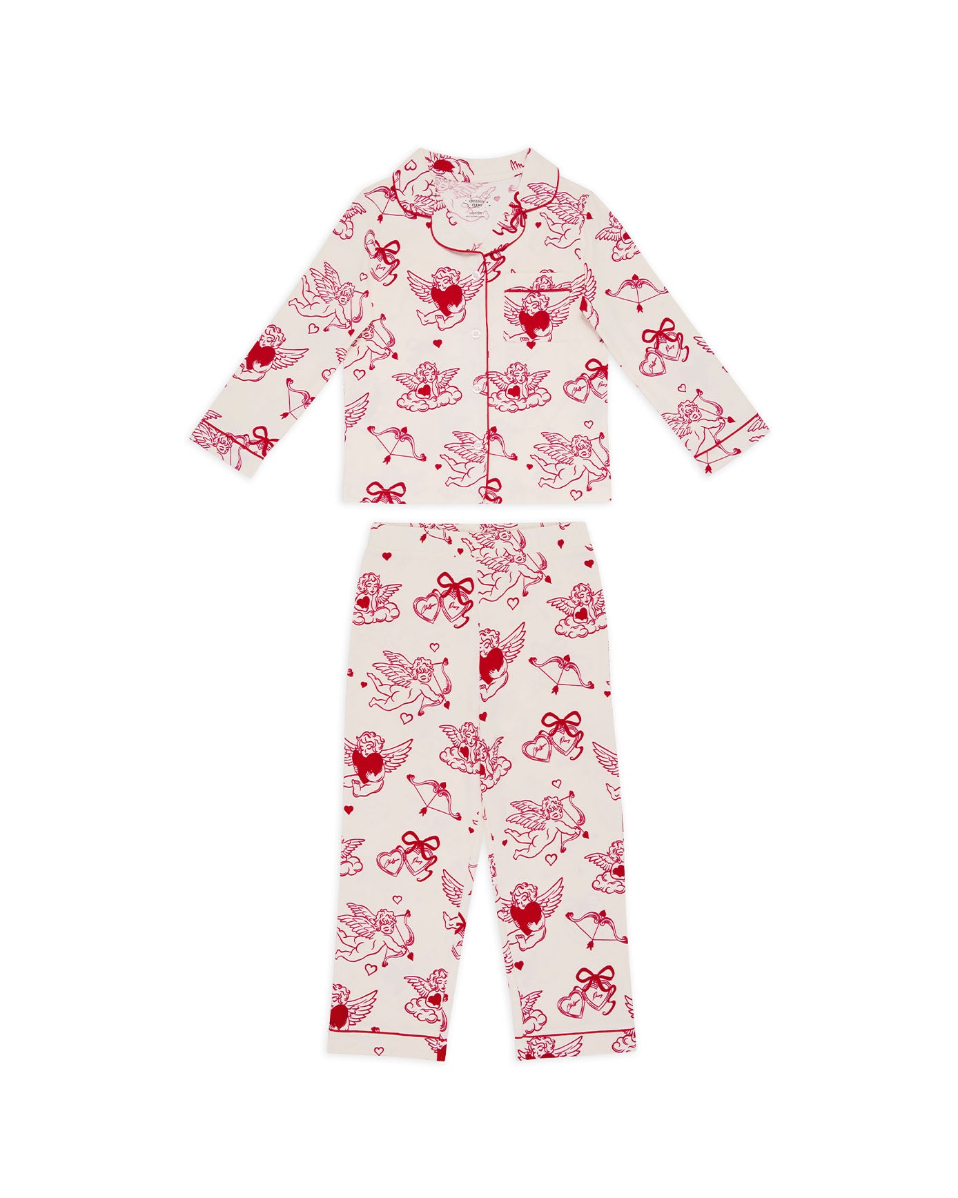 Kids Valentine's Cherubs Print Long Pyjama Set