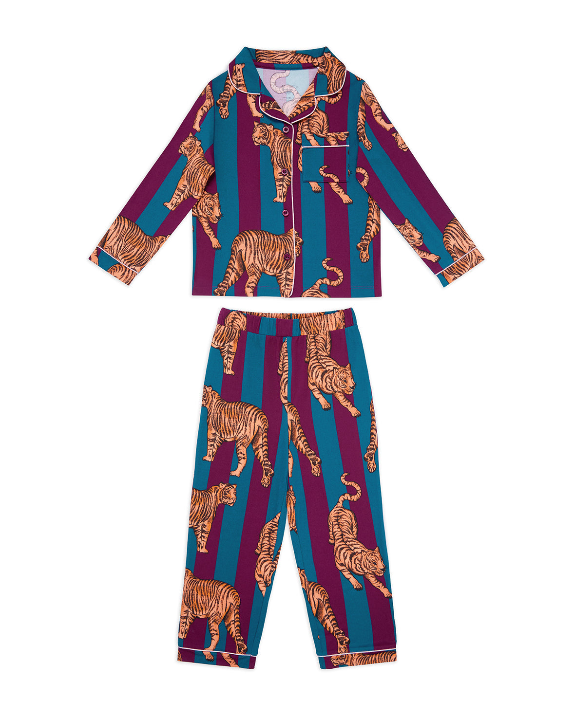 Kids Tiger Stripe Print Long Pyjama Set