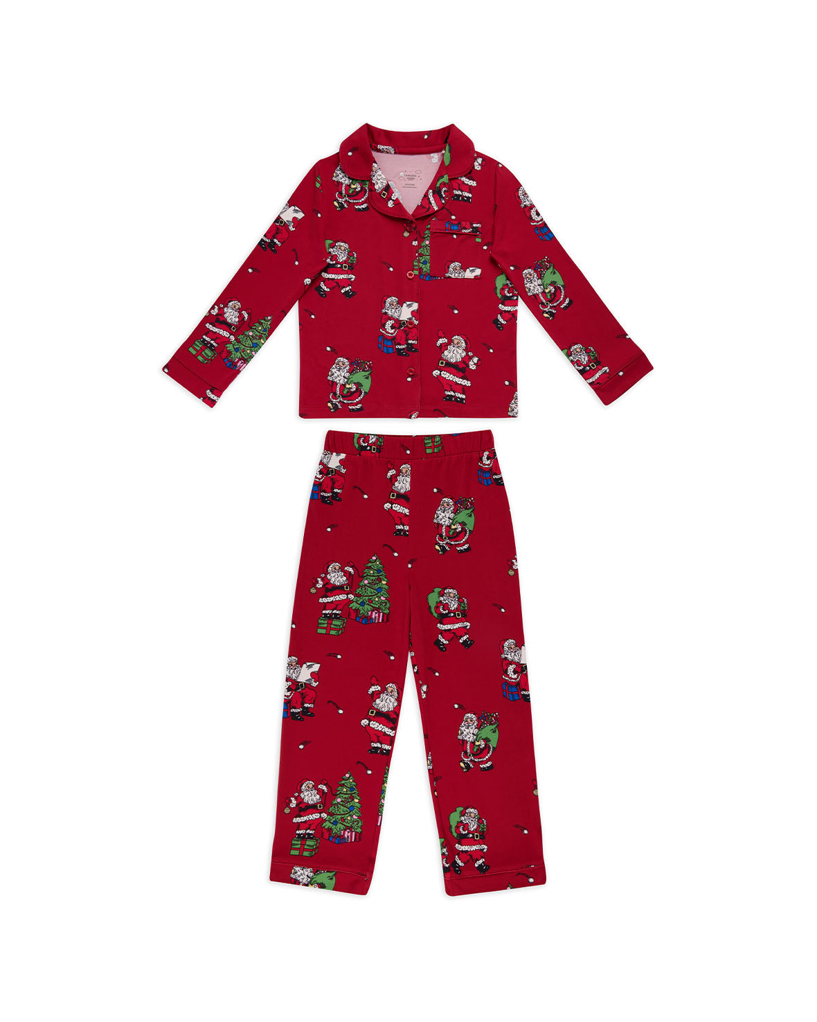Kids Christmas Santa Snowball Print Long Pyjama Set