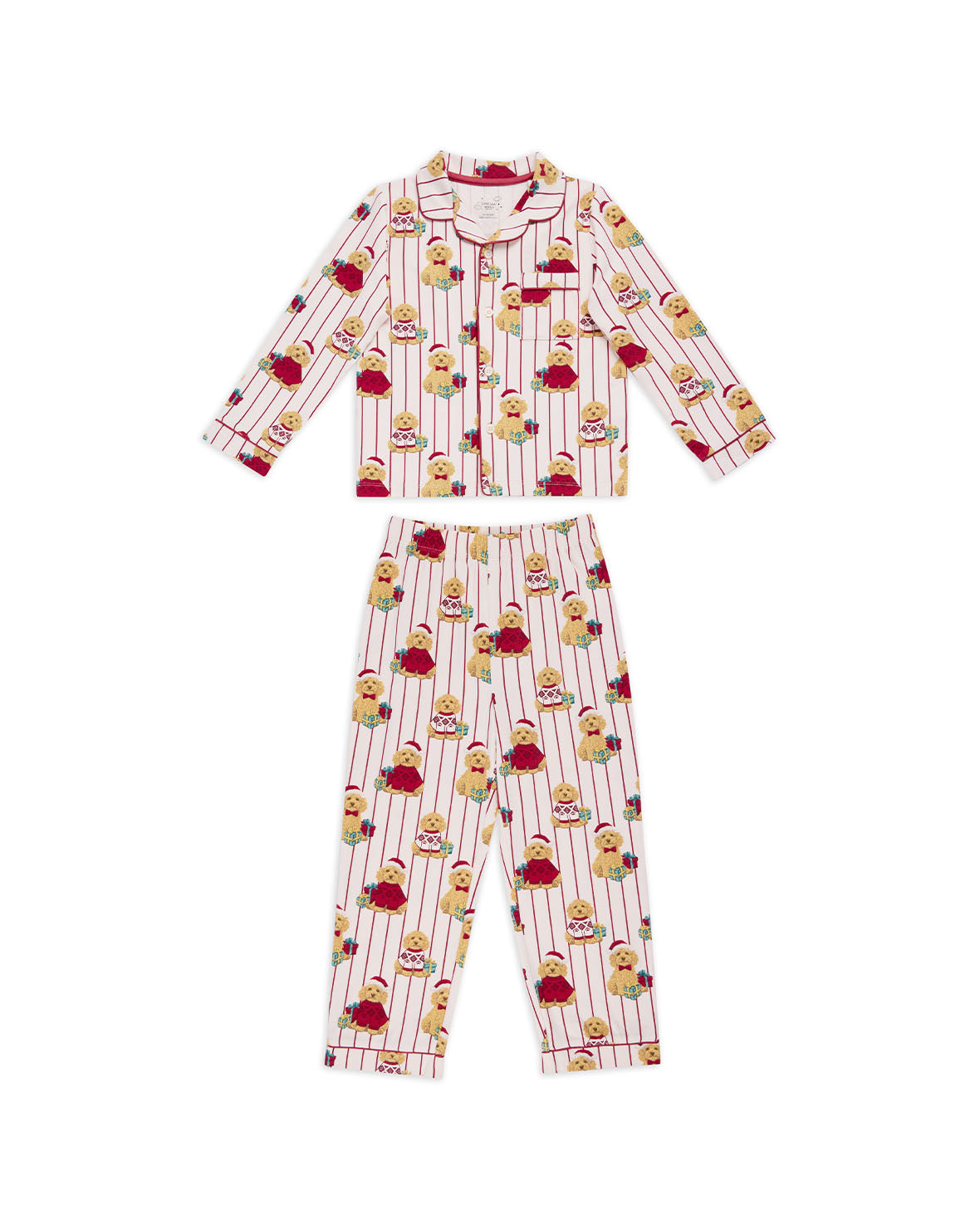 Kids Organic Cotton Chip the Christmas Cockapoo Dog Print Long Pyjama Set