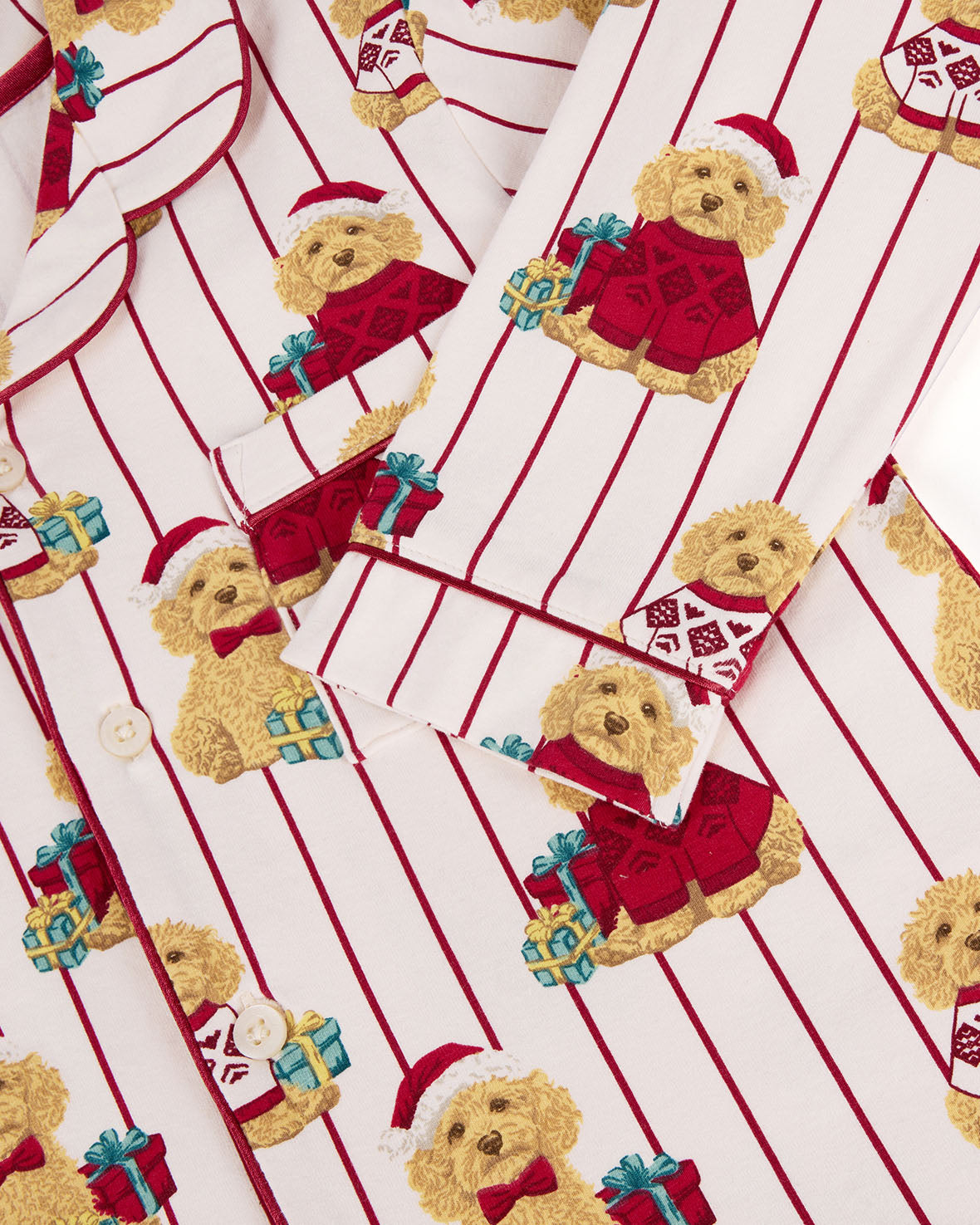 Kids Organic Cotton Chip the Christmas Cockapoo Dog Print Long Pyjama Set