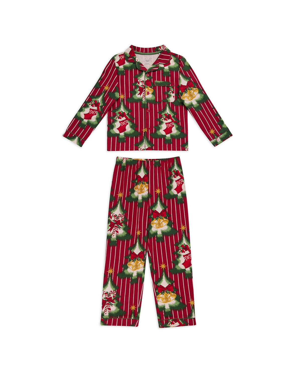 Kids Organic Cotton Christmas Tree Stripe Long Pyjama Set