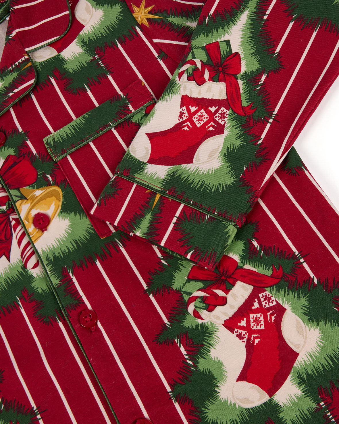 Kids Organic Cotton Christmas Tree Stripe Long Pyjama Set