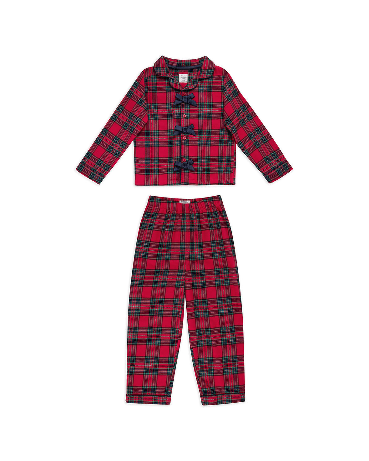 Kids Organic Cotton Tartan Check Tie Front Long Pyjama Set