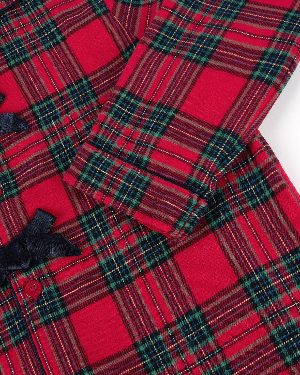 Kids Organic Cotton Tartan Check Tie Front Long Pyjama Set