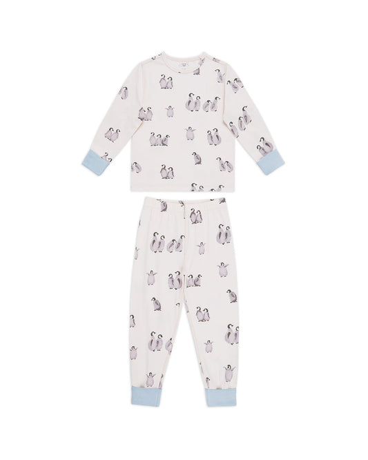 Kids Organic Cotton Penguin Print Long Pyjama Set