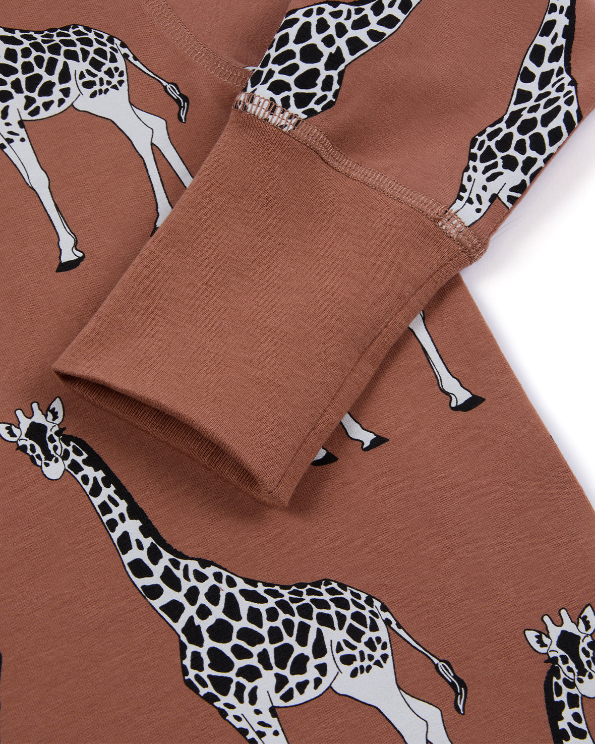 Kids Organic Cotton Giraffe Print Long Pyjama Set - Brown