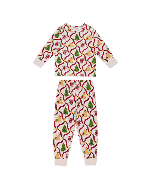 Kids Organic Cotton Christmas Tree & Dog Long Pyjama Set