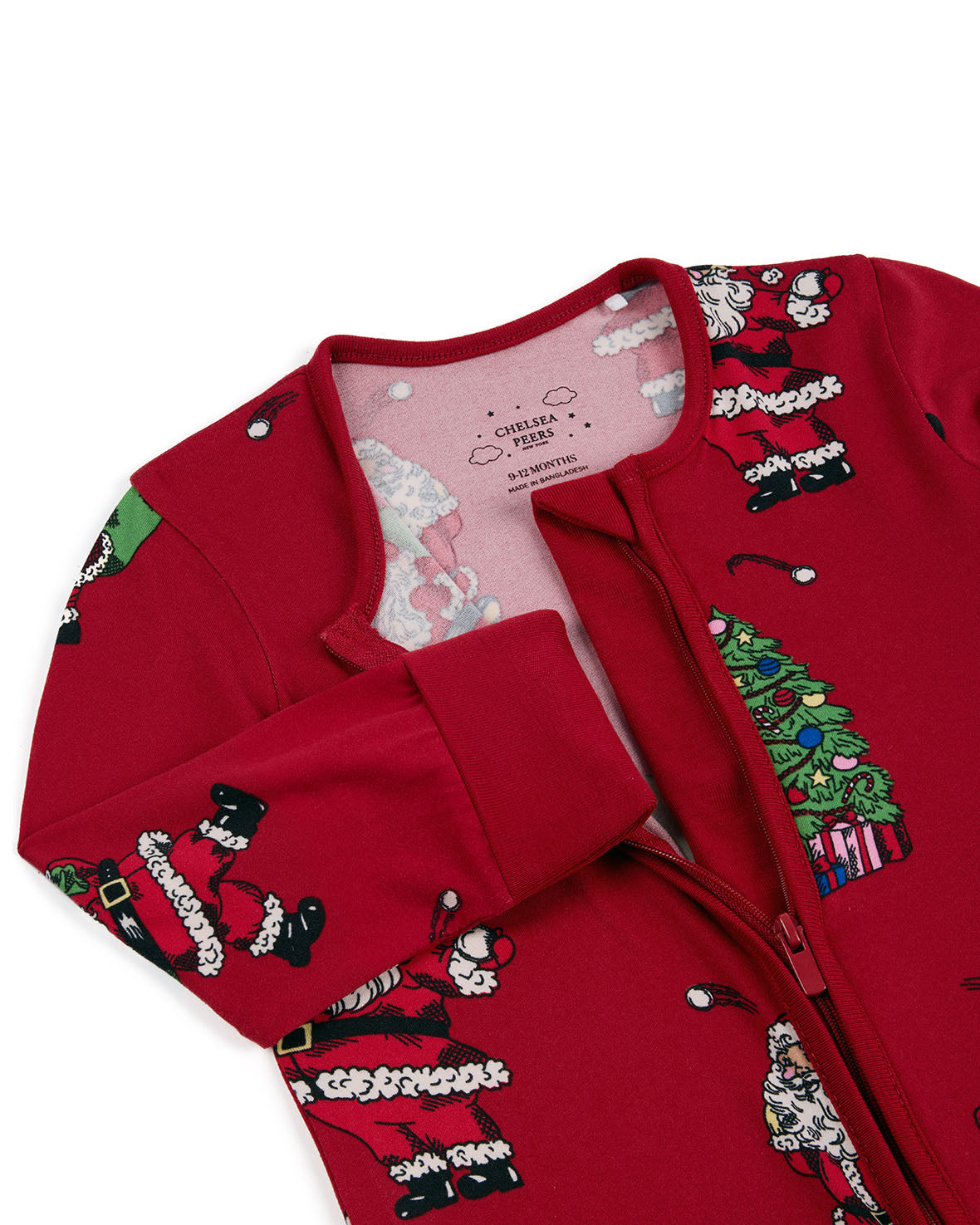 Baby Christmas Santa Snowball Print Sleepsuit