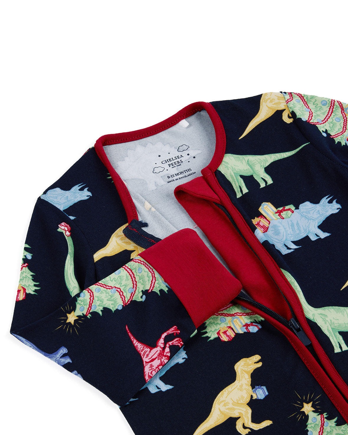 Baby Christmas Dinosaur Print Sleepsuit