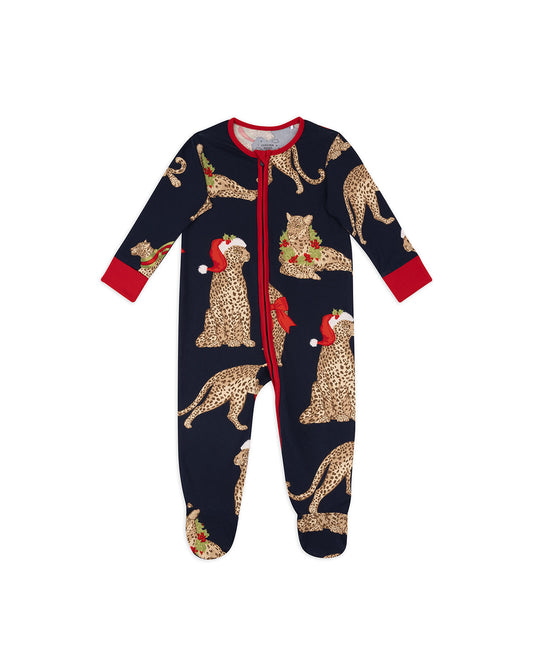 Baby Christmas Leopard Print Sleepsuit