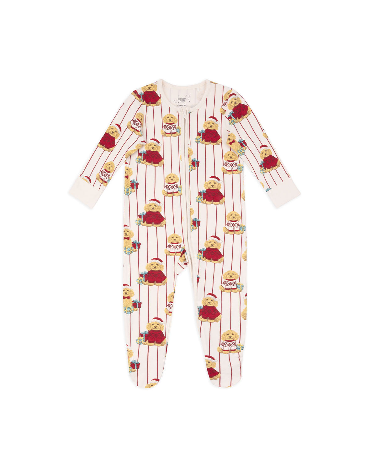 Baby Organic Cotton Chip the Christmas Cockapoo Dog Print Sleepsuit