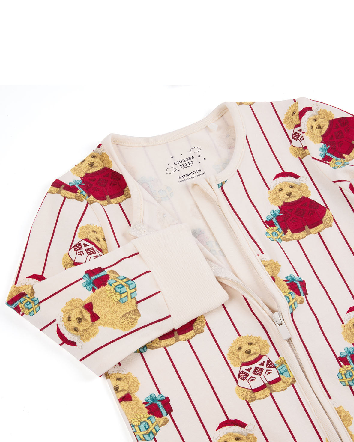 Baby Organic Cotton Chip the Christmas Cockapoo Dog Print Sleepsuit