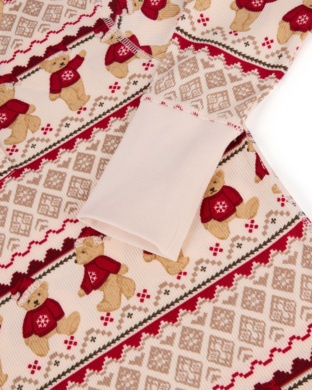 Kids Peers the Bear Christmas Fair Isle Print Long Pyjama Set