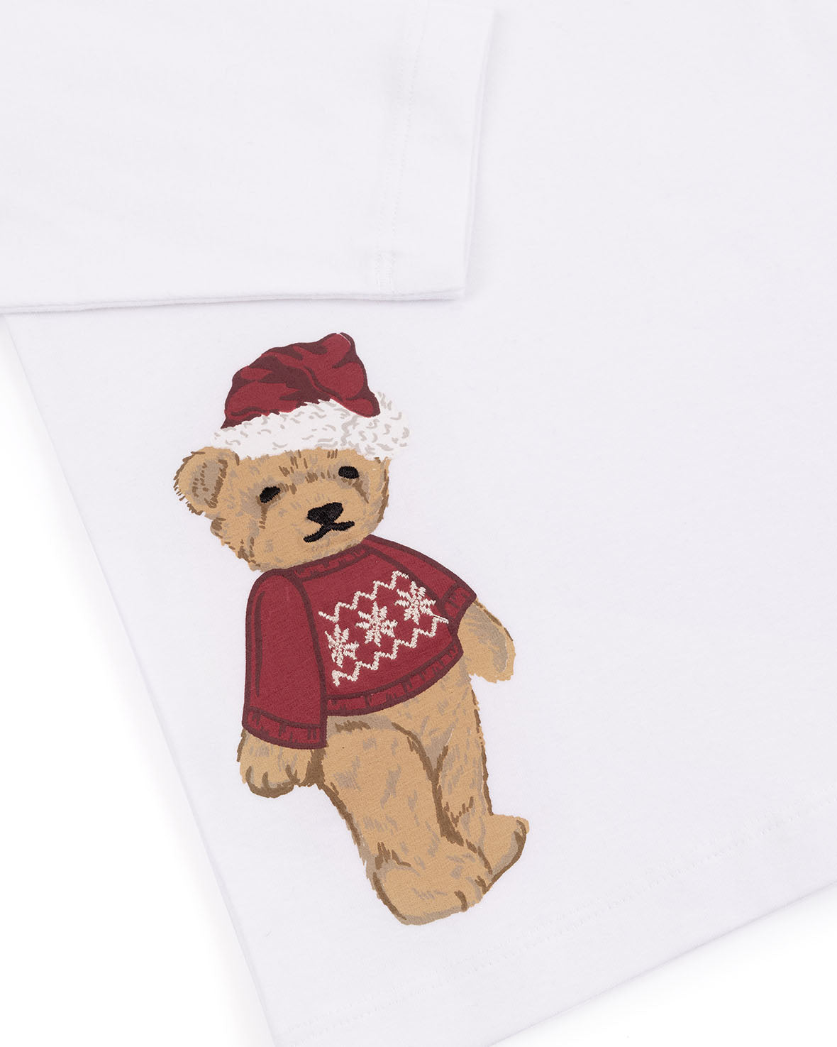 Kids Peers the Bear Print Organic Cotton Stripe Long Pyjama Set - Red