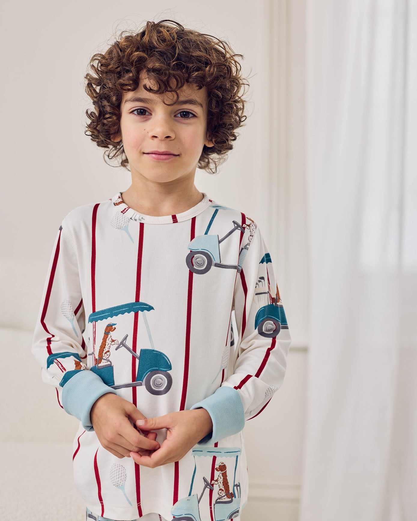 Kids Golf Dogs Stripe Print Long Pyjama Set