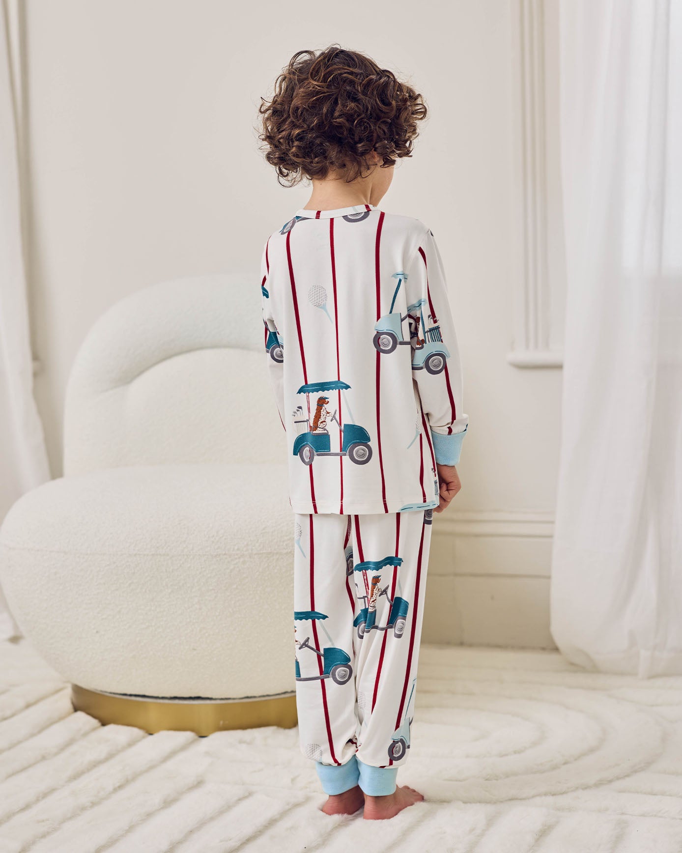Kids Golf Dogs Stripe Print Long Pyjama Set