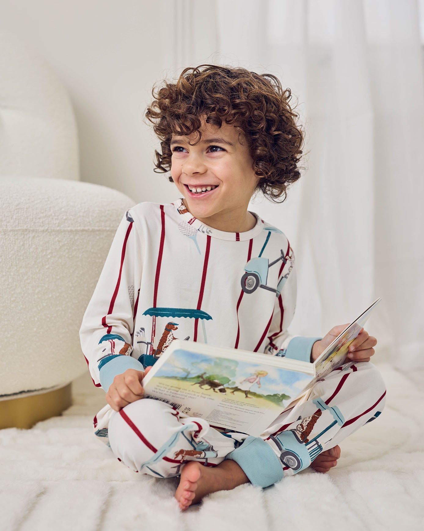 Kids Golf Dogs Stripe Print Long Pyjama Set