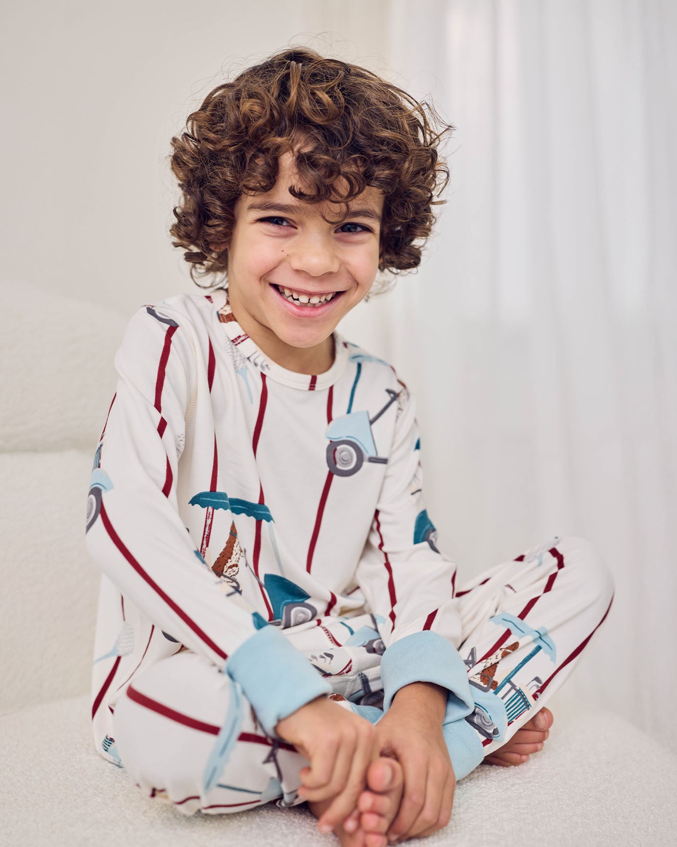 Kids Golf Dogs Stripe Print Long Pyjama Set