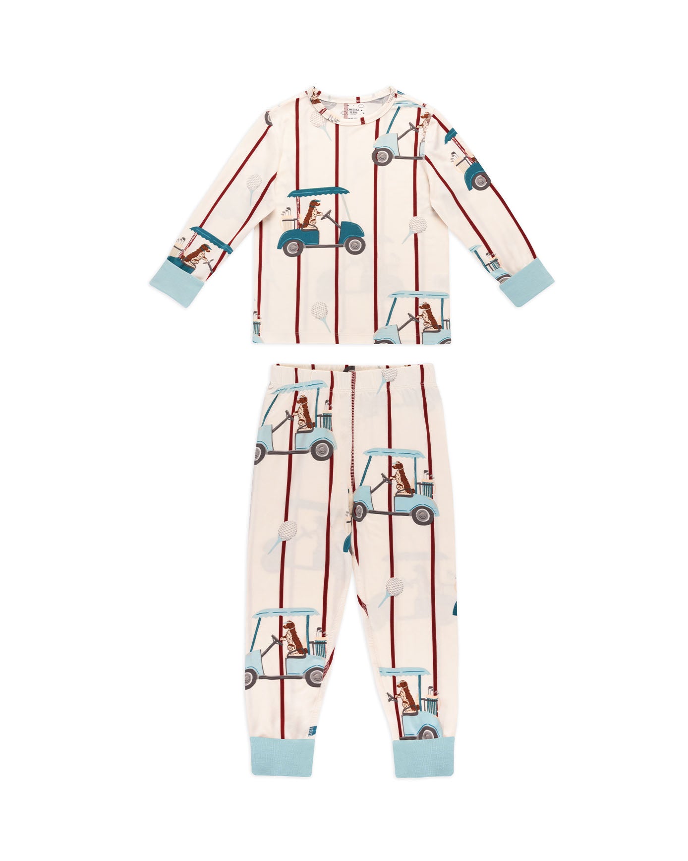 Kids Golf Dogs Stripe Print Long Pyjama Set