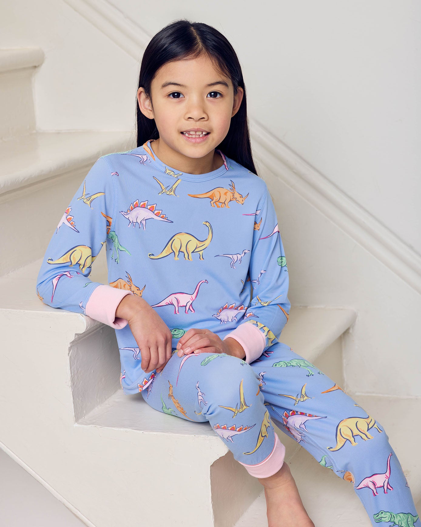 Kids Dinosaur Print Long Pyjama Set - Blue
