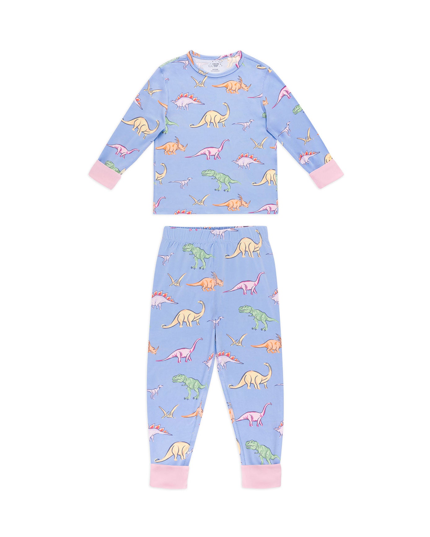 Kids Dinosaur Print Long Pyjama Set - Blue