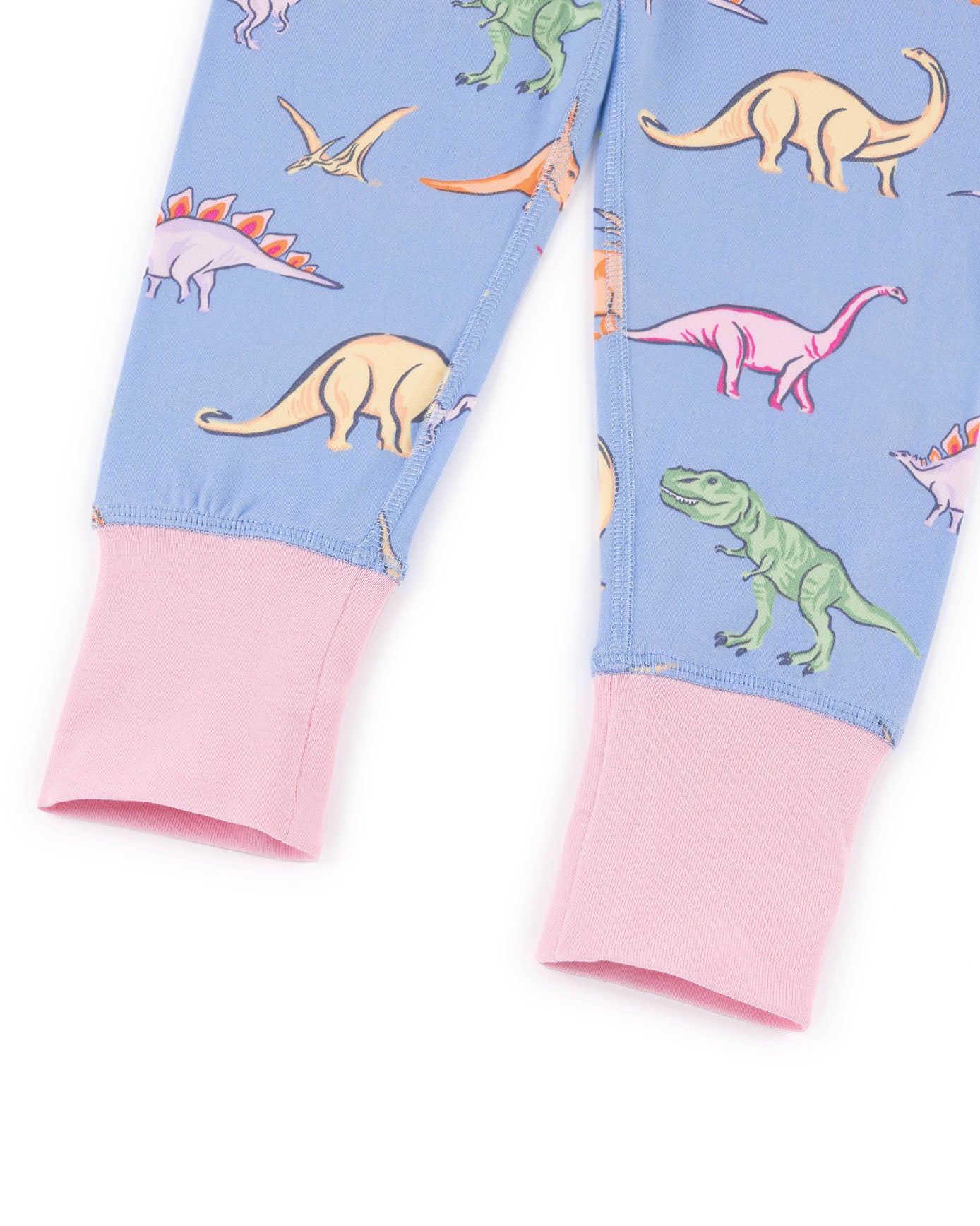 Kids Dinosaur Print Long Pyjama Set - Blue