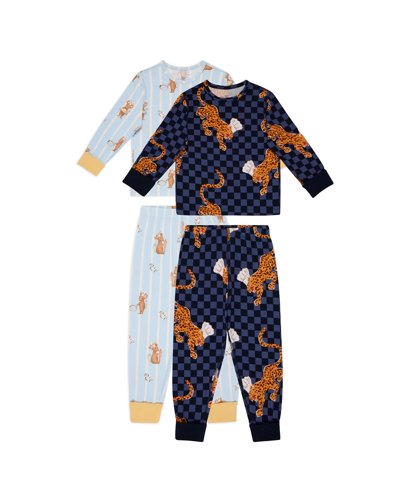 Kids Two Pack Leopard Chef /Mouse Chef Print Long Pyjama Sets