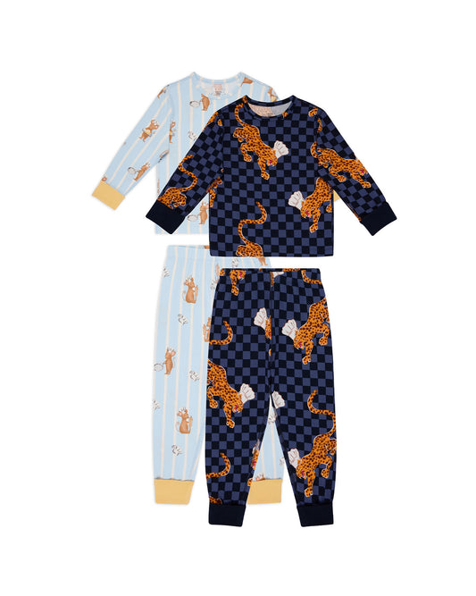 Kids Two Pack Leopard Chef /Mouse Chef Print Long Pyjama Sets