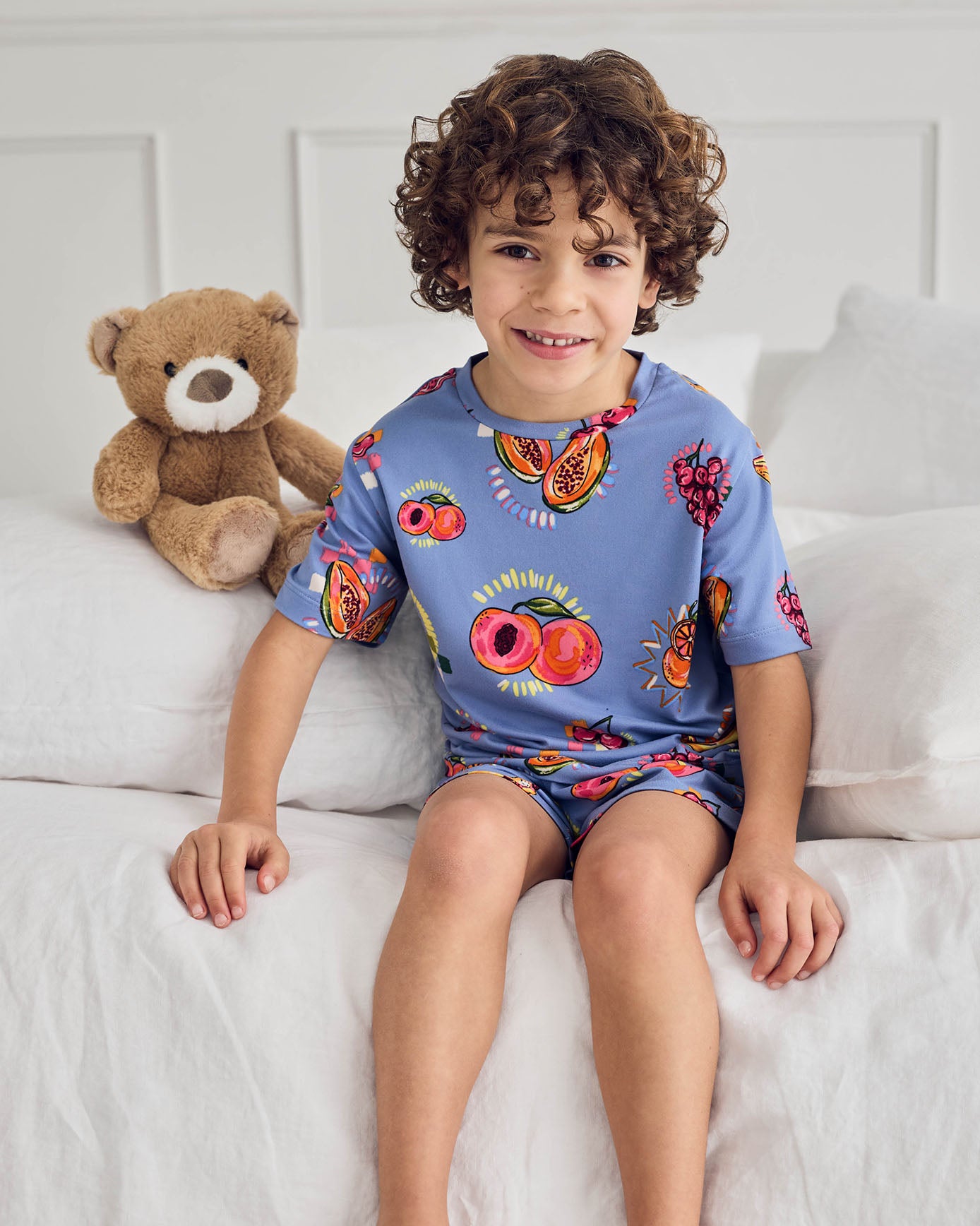 Kids Organic Cotton Fruit Party Print Short Pyjama Set