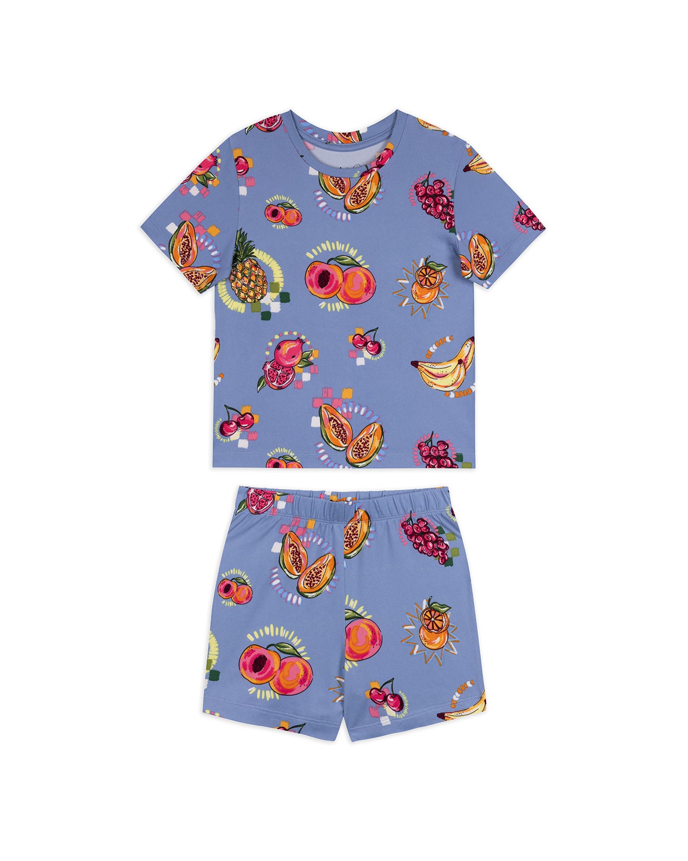 Kids Organic Cotton Fruit Party Print Short Pyjama Set