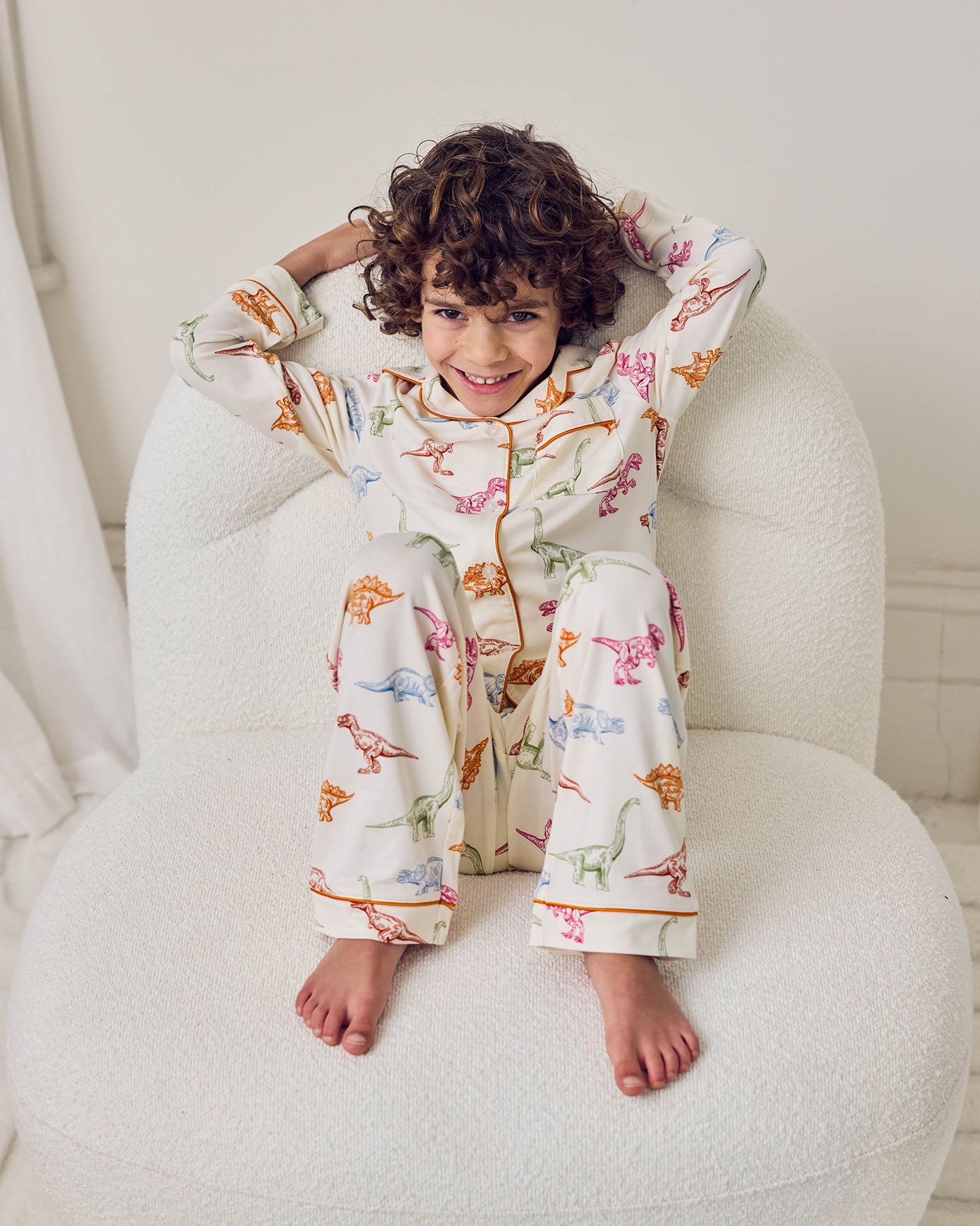 Dinosaur Print Button Up Long Pyjama Set