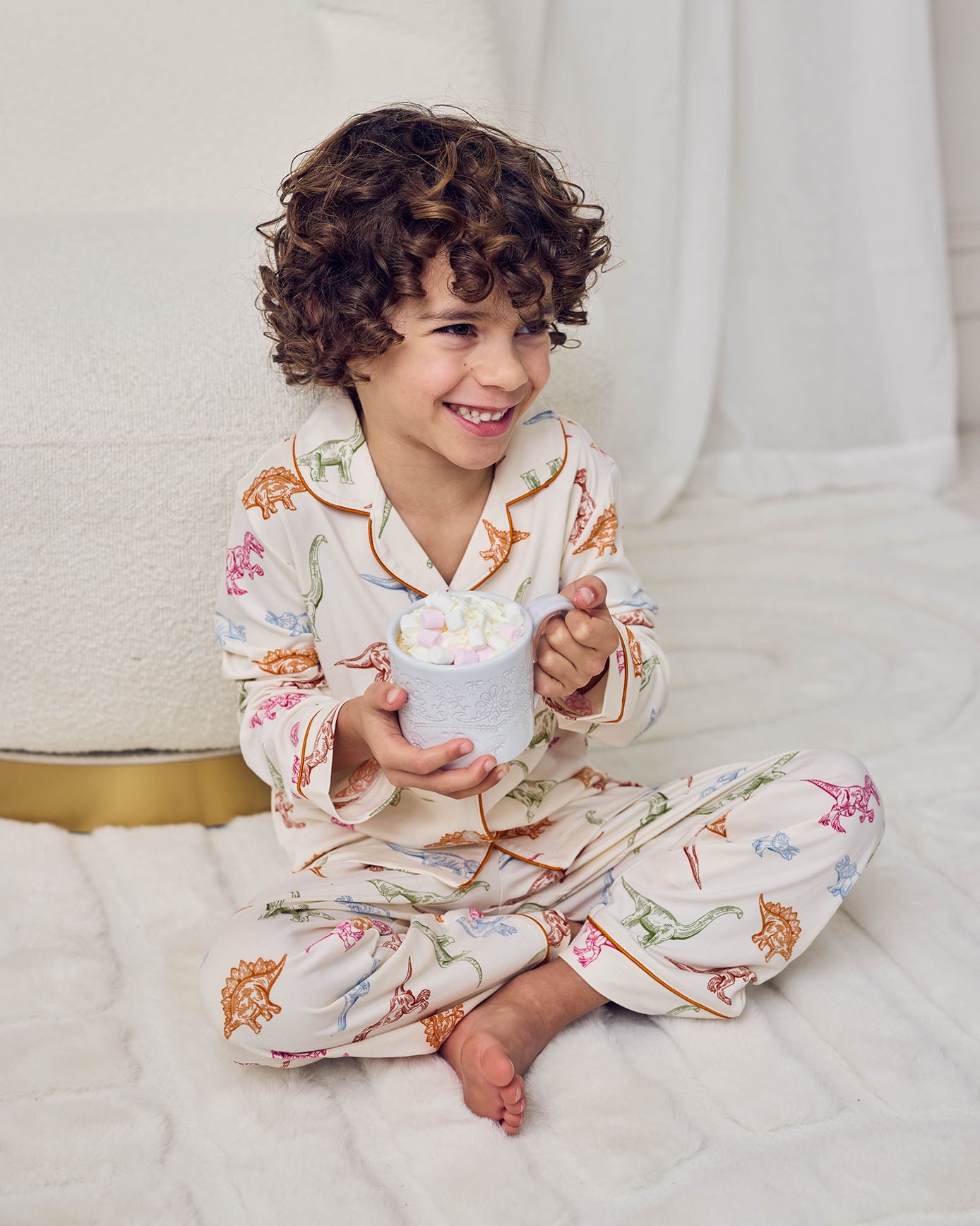 Kids Dinosaur Print Button Up Long Pyjama Set