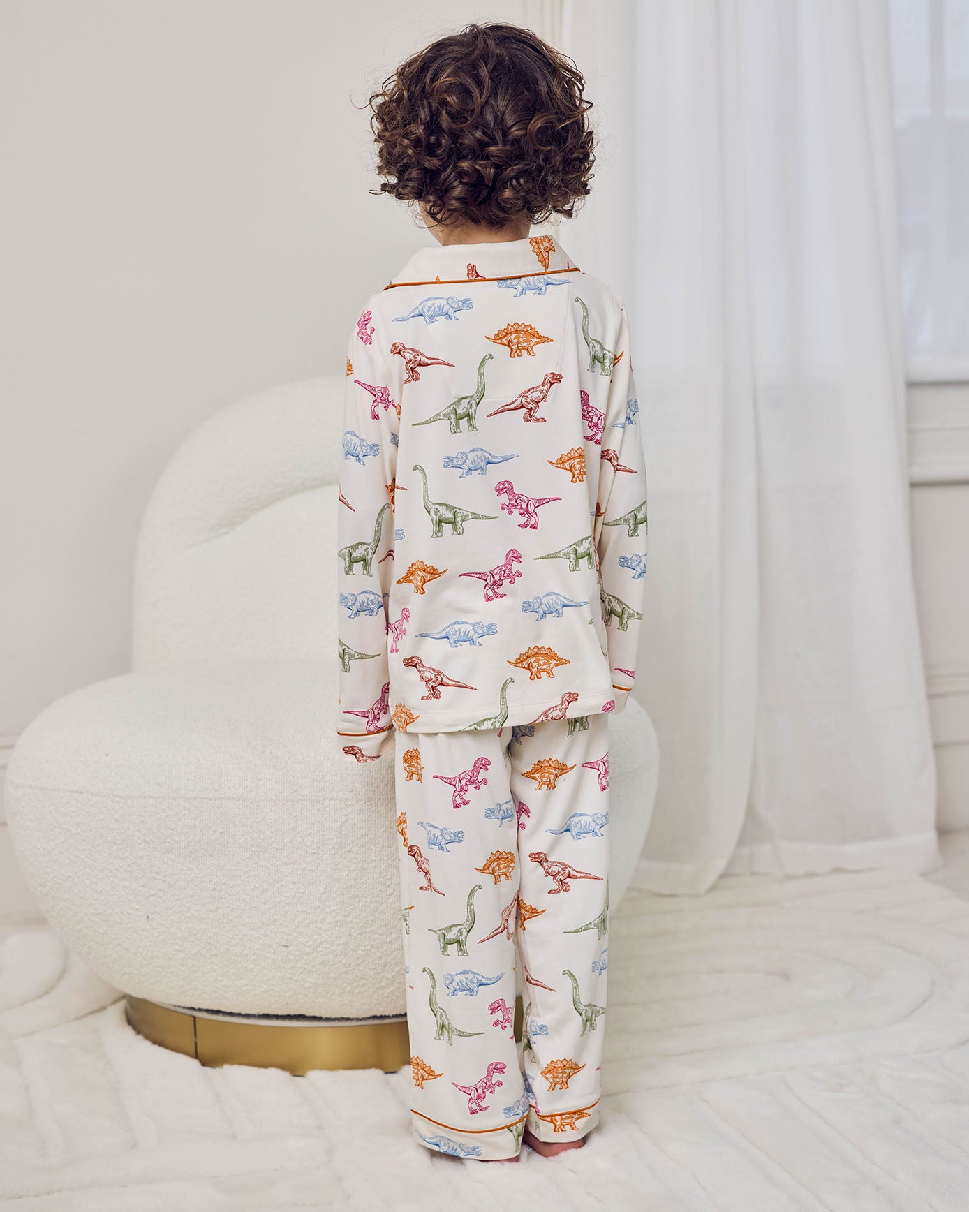 Kids Dinosaur Print Button Up Long Pyjama Set