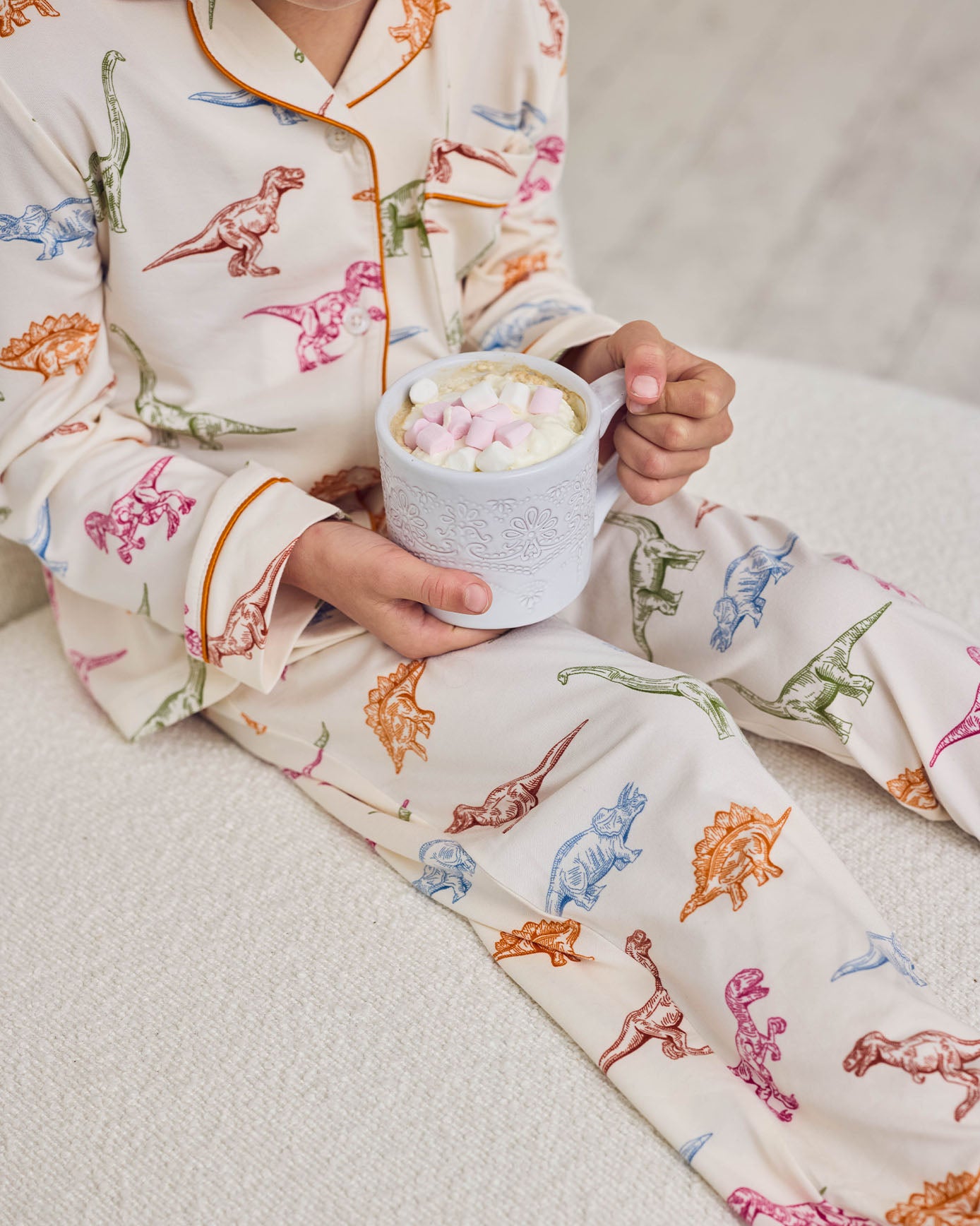 Kids Dinosaur Print Button Up Long Pyjama Set