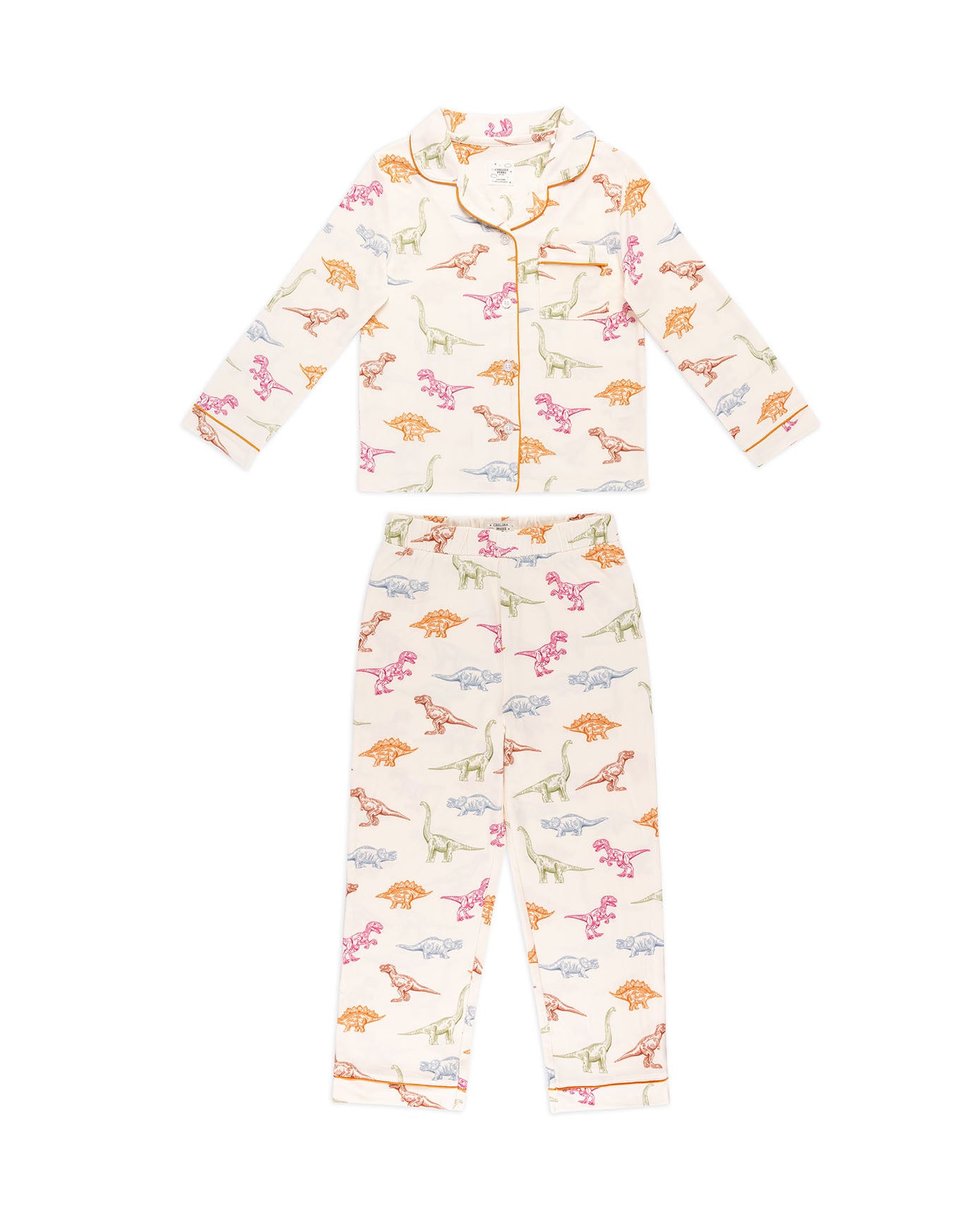 Kids Dinosaur Print Button Up Long Pyjama Set