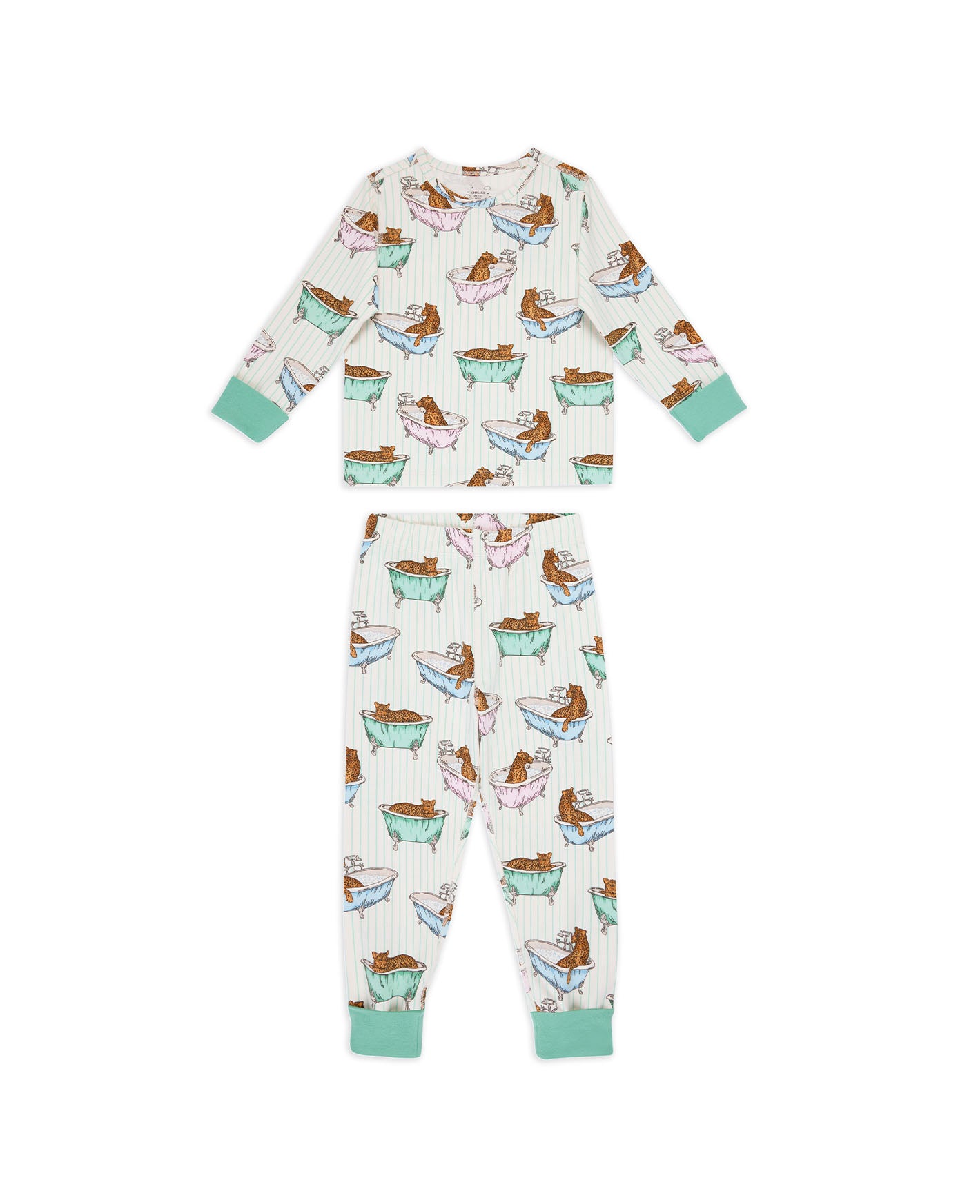 Kids Organic Cotton Bubble Bath Leopards Print Long Pyjama Set