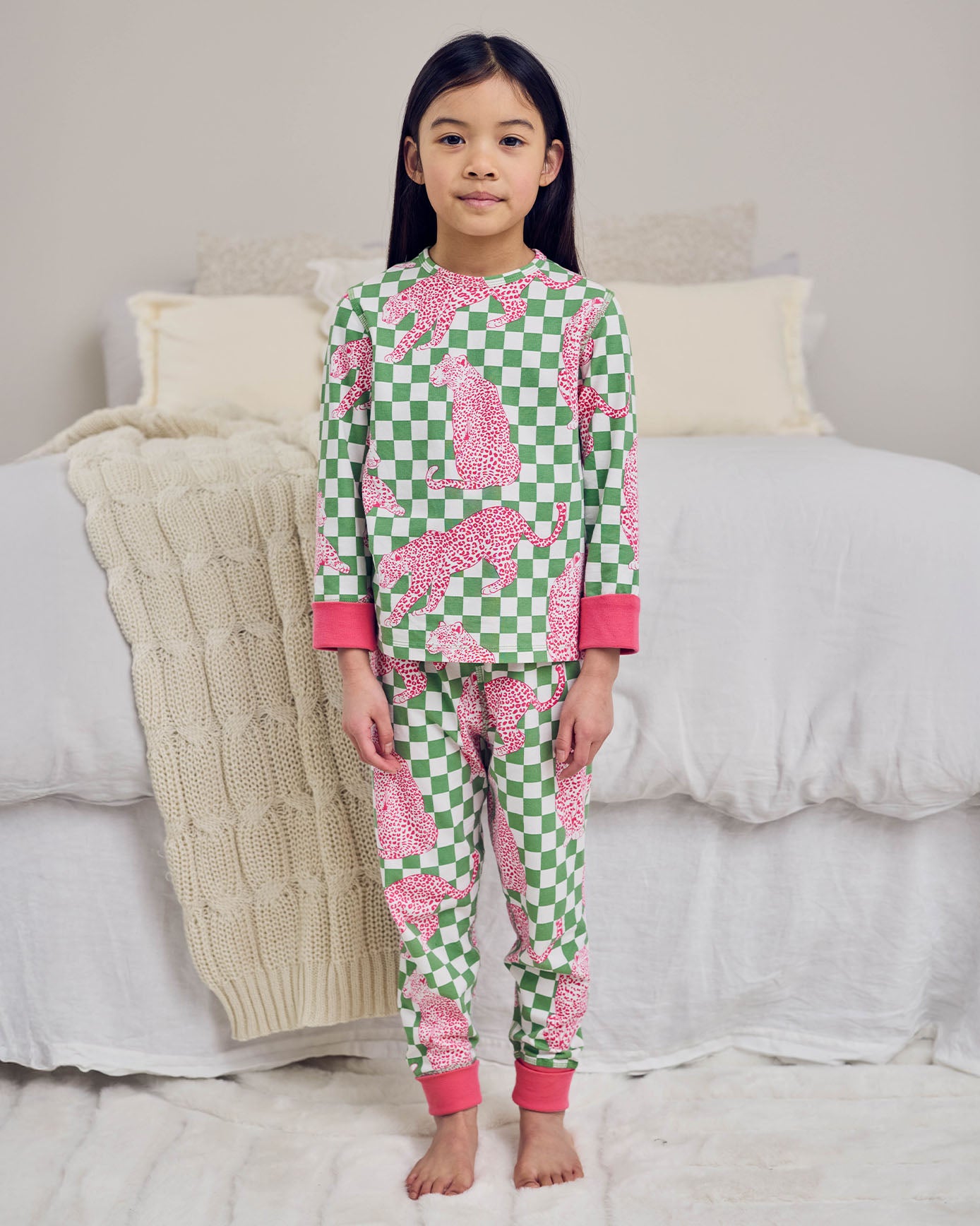 Organic Cotton Checkerboard Leopards Print Long Pyjama Set