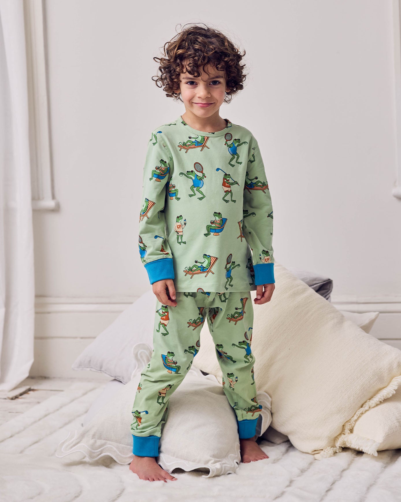 Organic Cotton Sports Frogs Print Long Pyjama Set