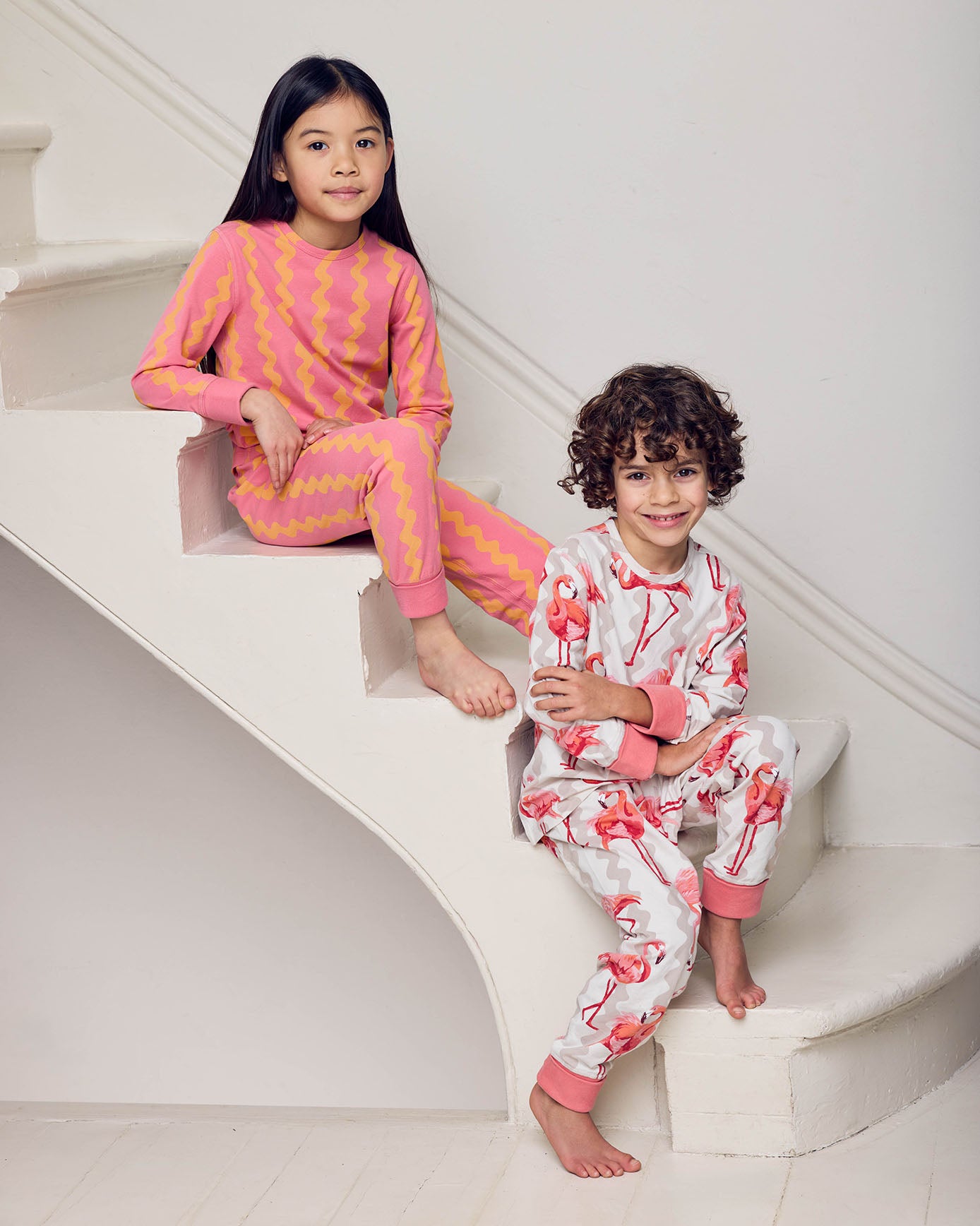 Two Pack Organic Cotton Sunset Wavy Flamingo Stripe Print Long Pyjama Set