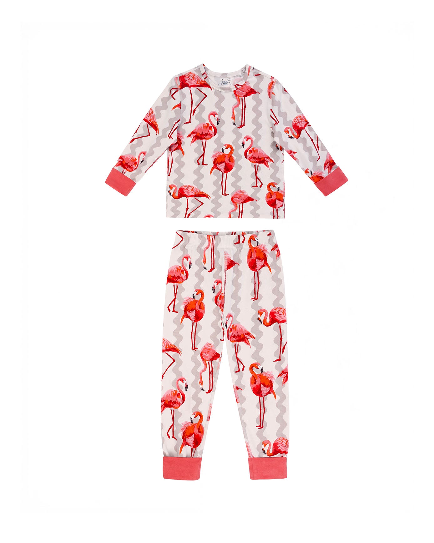 Organic Cotton Flamingo Stripe Print Long Pyjama Set