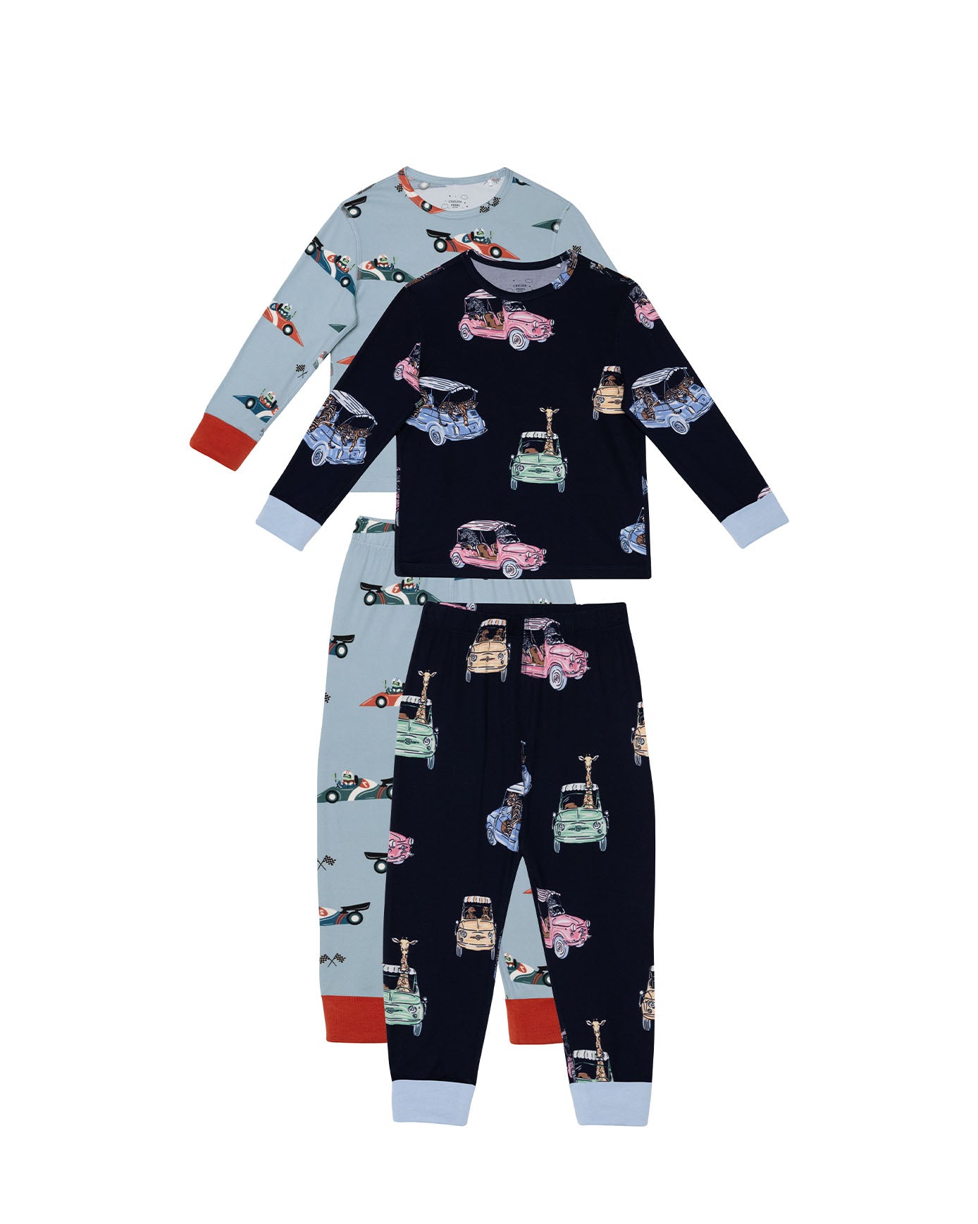 Two Pack Racing Frogs Safari Drive Print Long Pyjama Set