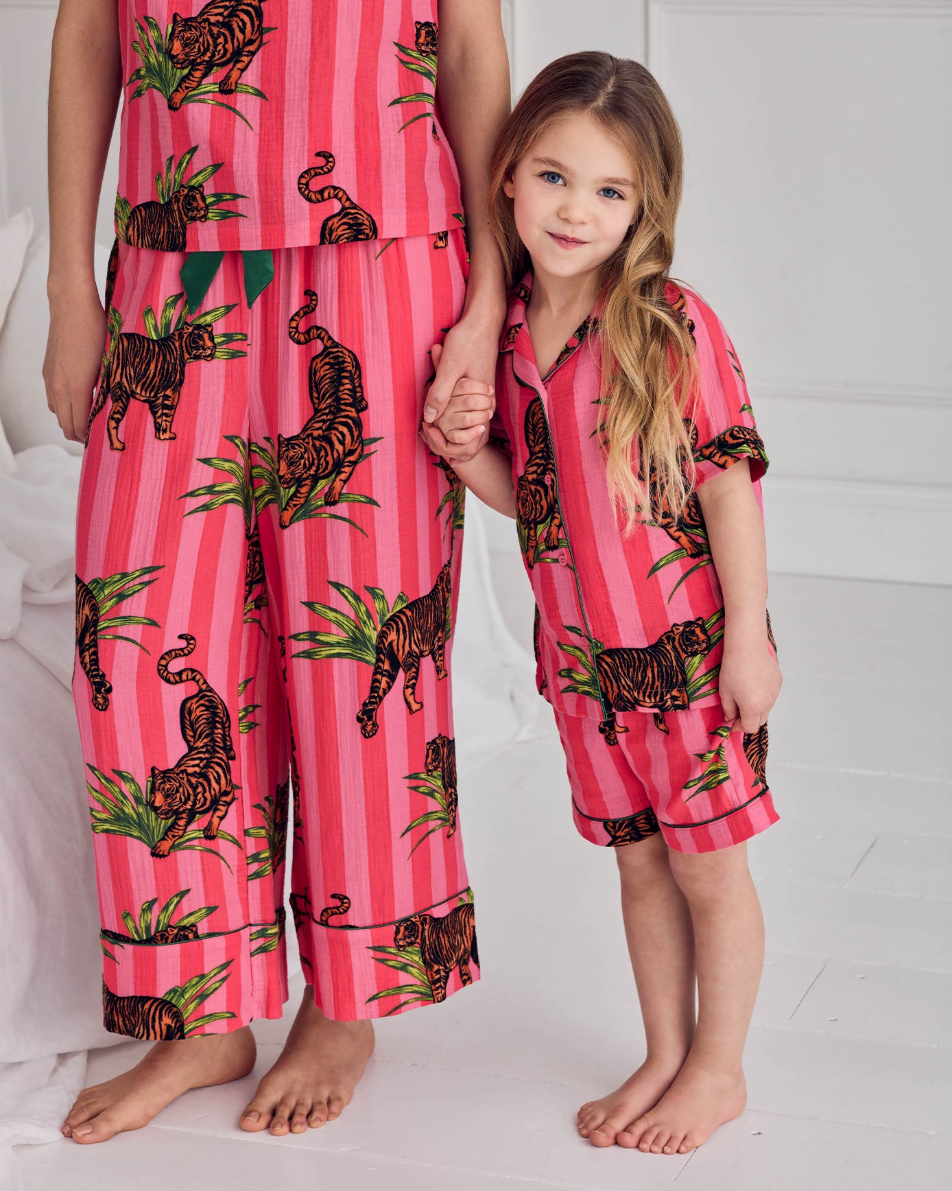 Organic Cotton Cheesecloth Leaf Tiger Stripe Print Short Pyjama Set