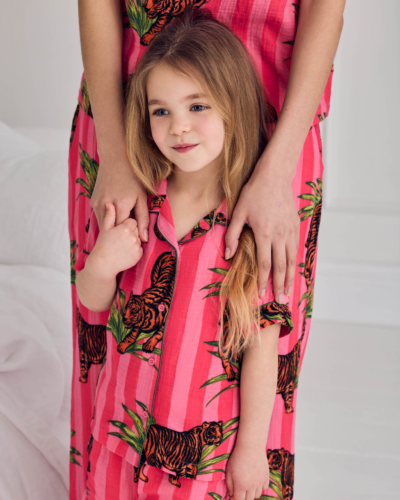 Kids Organic Cotton Leaf Tiger Stripe Print Short Pyjama Set