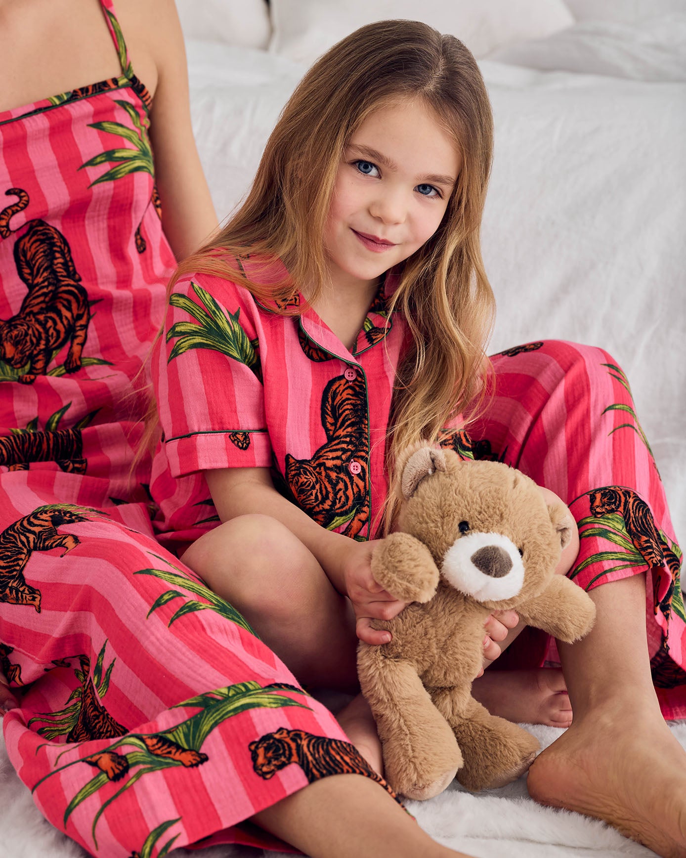 Kids Organic Cotton Leaf Tiger Stripe Print Short Pyjama Set