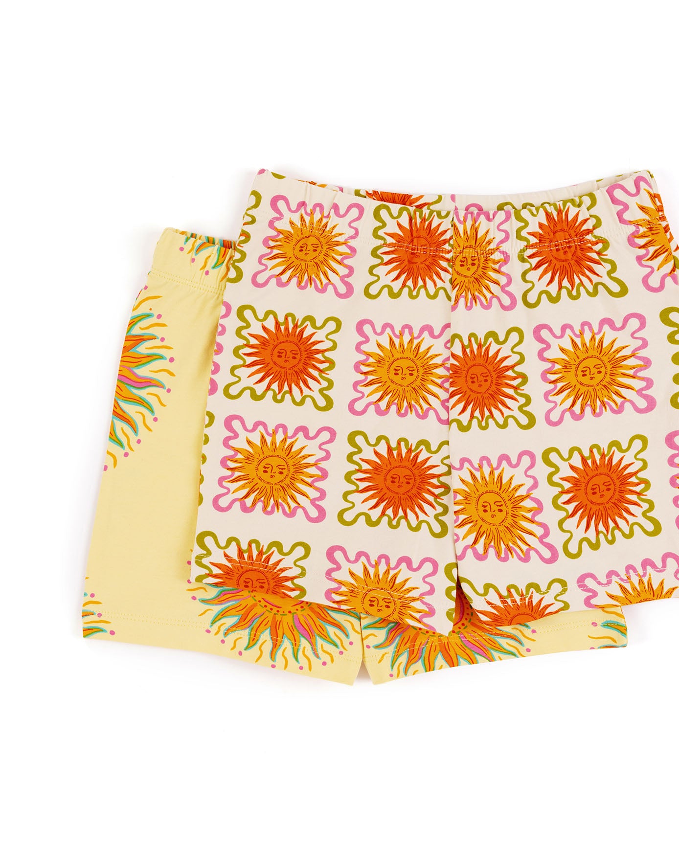 Kids Two Pack Sun Print / Sunshine Grid Print Short Pyjama Set