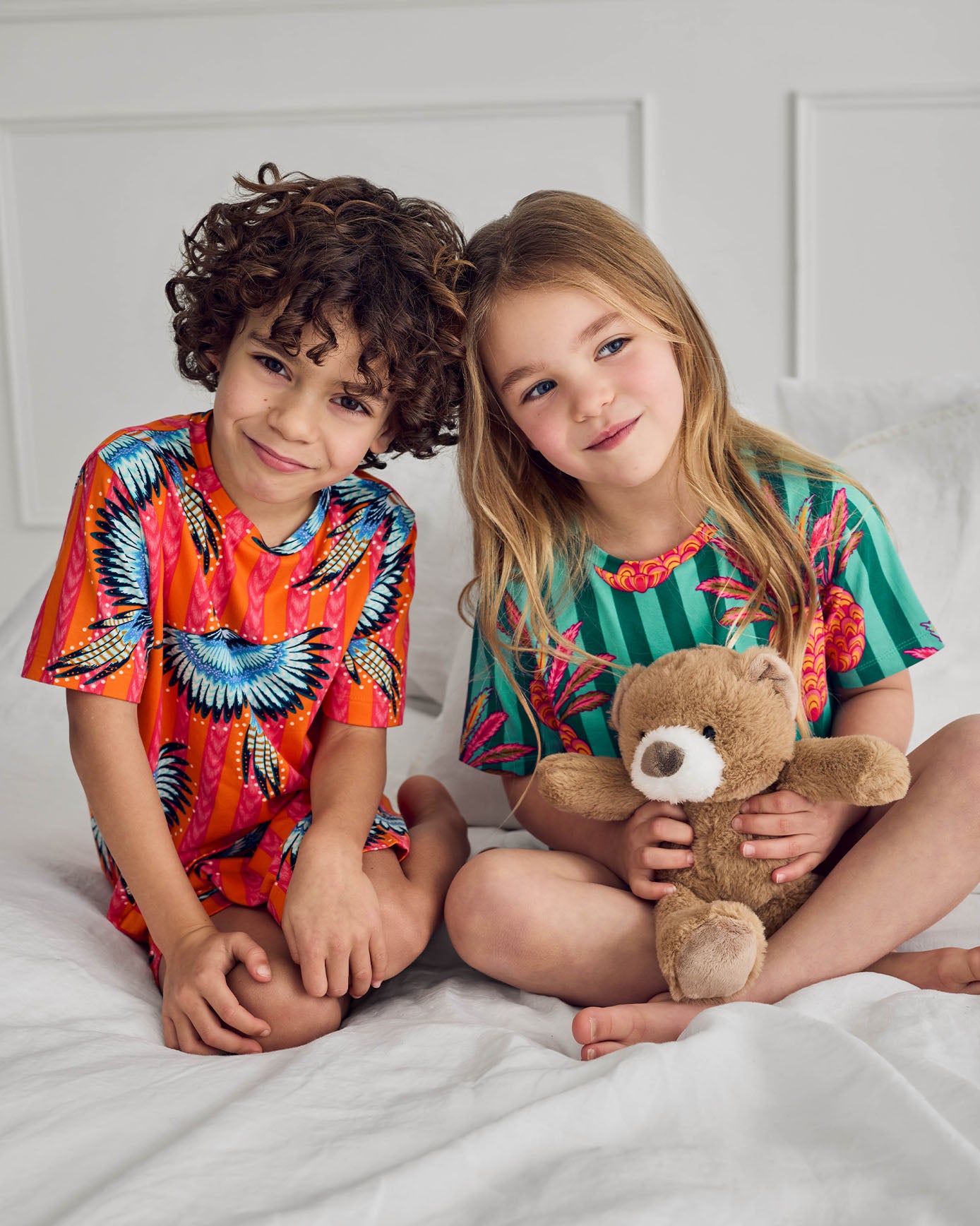 model note: (Left) Cassius is 3'6 and is wearing size UK 5-6. (Right) Fiadh is 3'7" and is wearing a UK 5-6