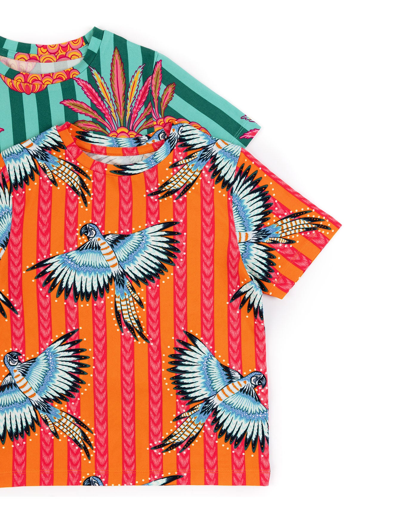 Kids Two Pack Parrot Stripe / Pineapple Stripe Print Short Pyjama Set