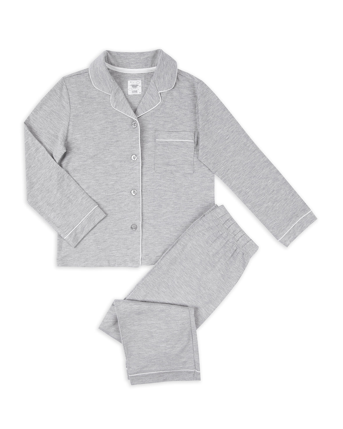 Kids' TENCEL™ Modal Long Button Up Pyjama Set - Grey